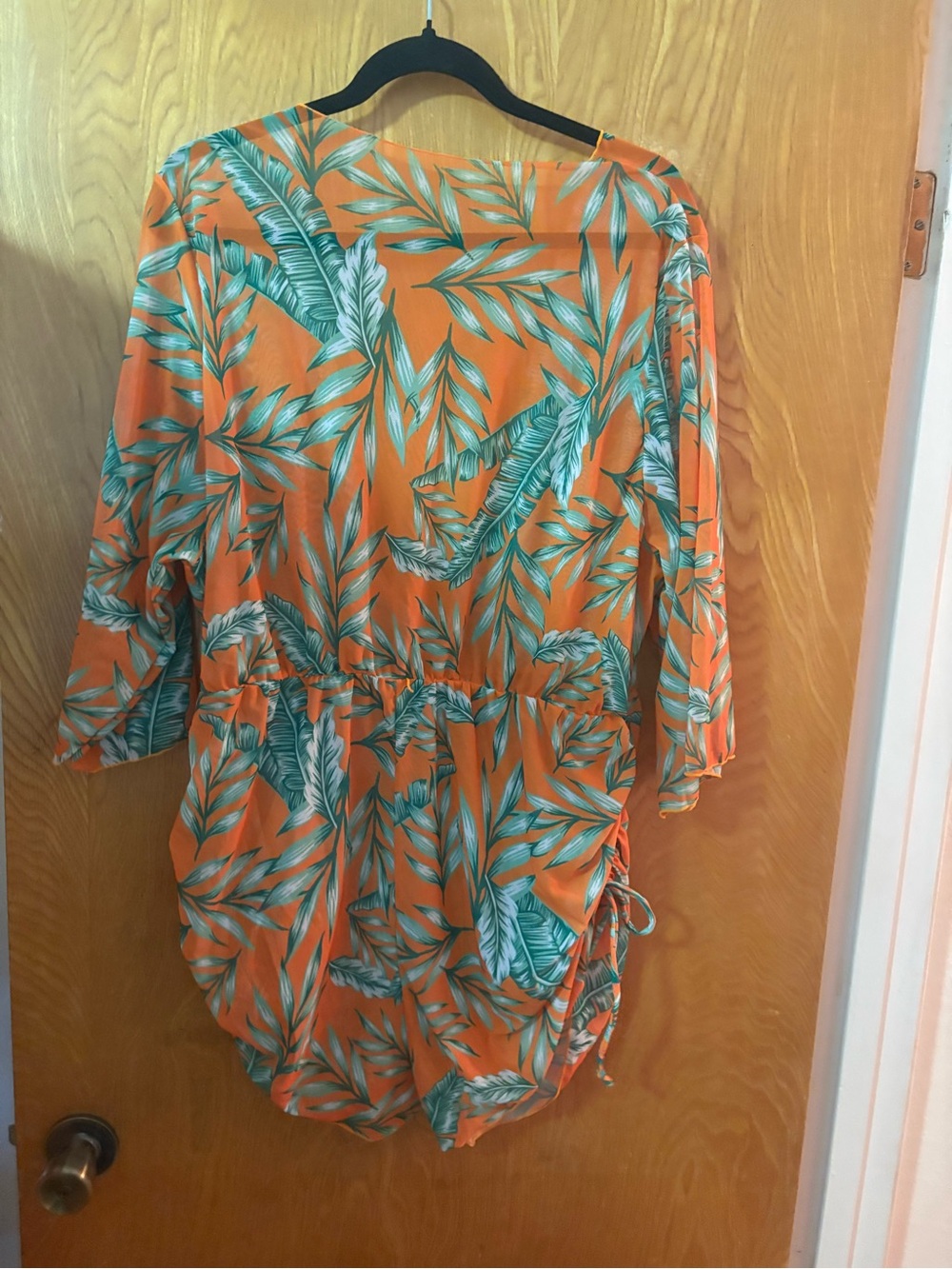 Unbranded boutique Orange Tropical Leaf V-Neck Romper XL - Picture 6 of 6